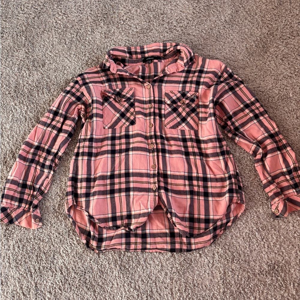 Ambiance Pink and Black Plaid Button-Down Shirt